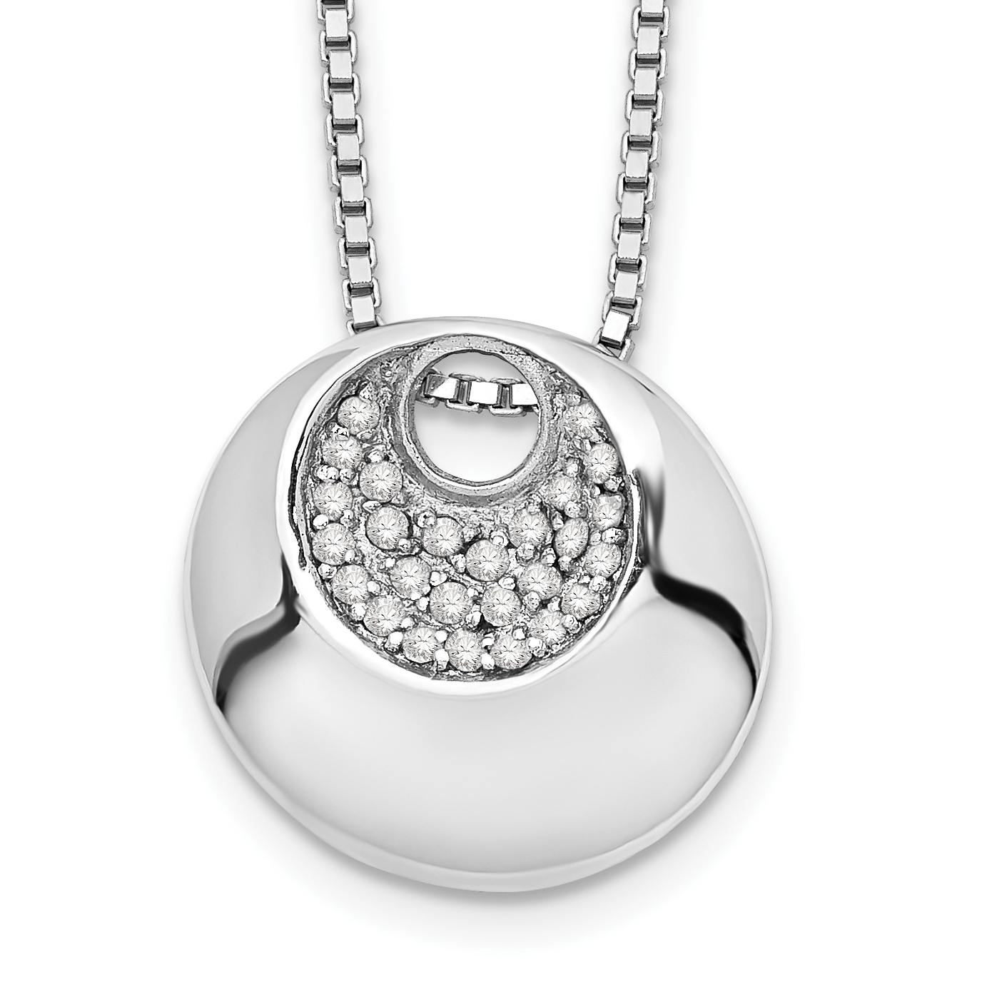 925 Sterling Silver Rhodium-Plated 18 Inch Diamond Necklace, 2